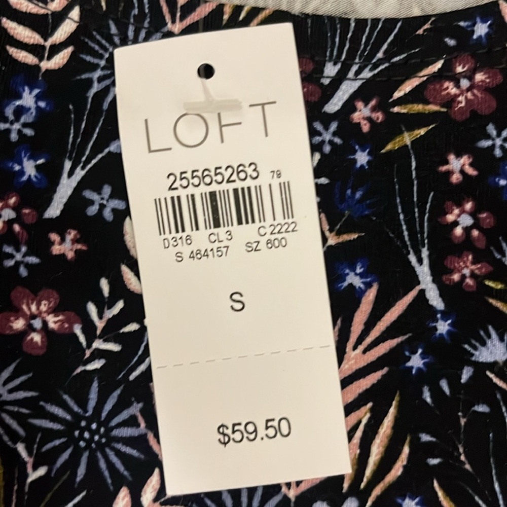 LOFT sleeveless dress new with tags size small navy, pink and light blue print - Picture 5 of 5